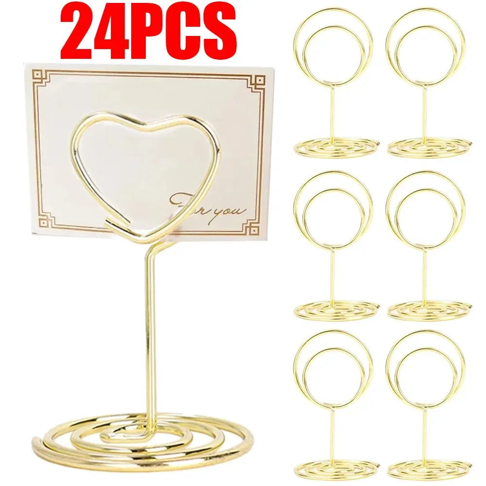 イベント・結婚式装飾｜金属製ハート型プレースカードホルダー 24個セット