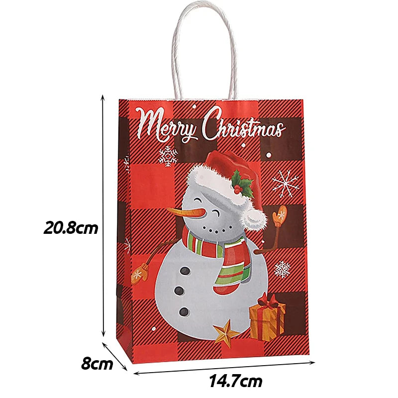 イベント・クリスマス装飾｜紙製サンタ＆雪だるま柄ギフトバッグ(1枚～24枚入)