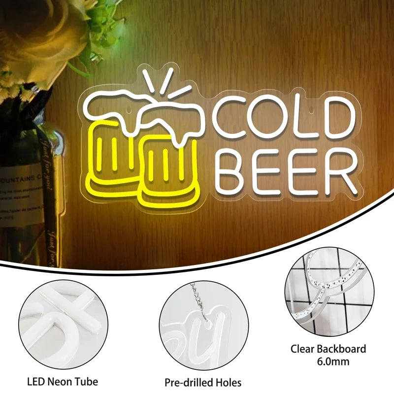 ビール LEDネオンライトサイン USB調光付き