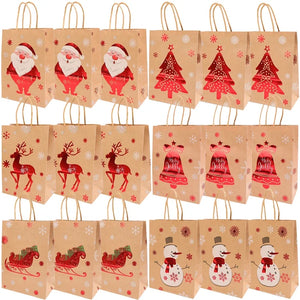 イベント・クリスマス装飾｜クラフト紙クリスマス柄ギフトバッグセット(1枚～10枚入)