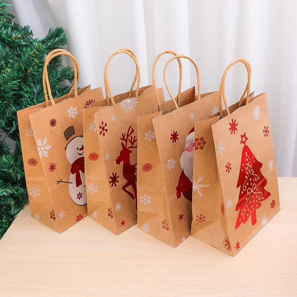 イベント・クリスマス装飾｜クラフト紙クリスマス柄ギフトバッグセット(1枚～10枚入)
