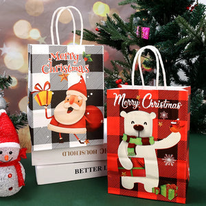 イベント・クリスマス装飾｜紙製サンタ＆雪だるま柄ギフトバッグ(1枚～24枚入)