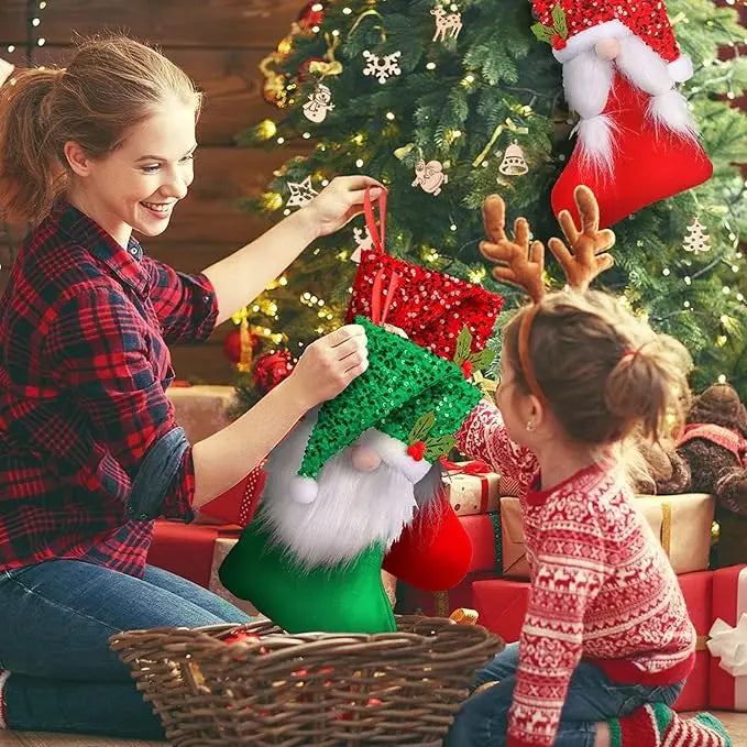 イベント・クリスマス装飾｜スパンコール付きクリスマスギフトソックス
