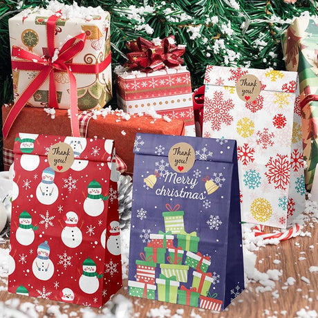 イベント・クリスマス装飾｜クリスマス柄ギフトバッグセット(8/12枚 )