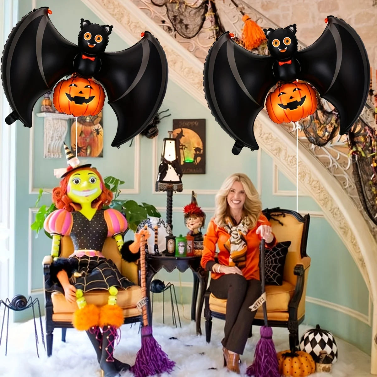 イベント・ハロウィン装飾｜こうもり＆クモ型バルーンセット(1～20個)