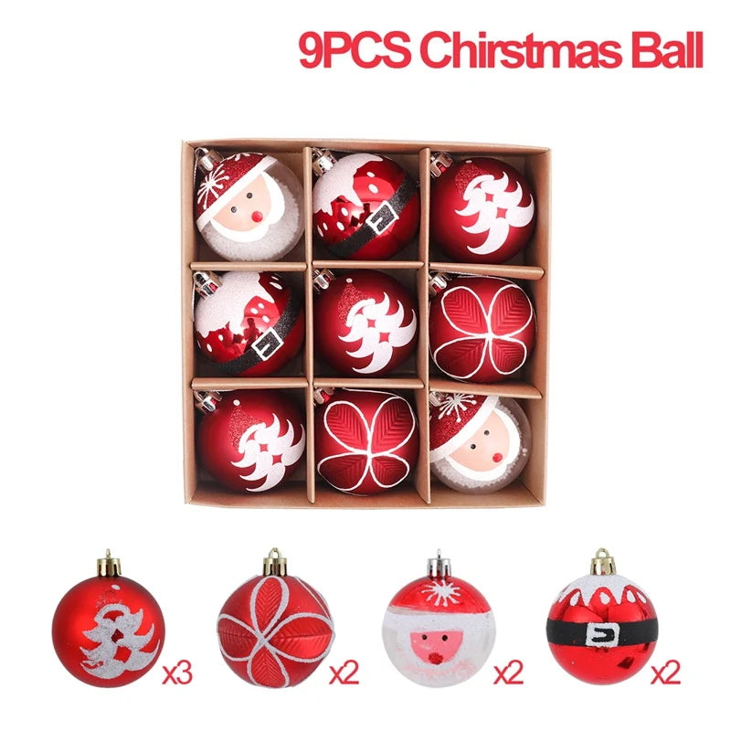 イベント・クリスマス装飾｜6cm赤緑ツリーボール9個セット