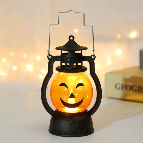 【イベント・ハロウィングッズ】かぼちゃLEDライト ポータブルキャンドルランタン型(12.6c)