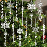 イベント・クリスマス装飾｜クリスタル雪の結晶型オーナメントセット(5/12/24個)