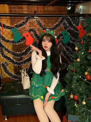 イベント・クリスマスグッズ｜キッズ～大人まで！ツリー型コスチュームセット(100c～170c)