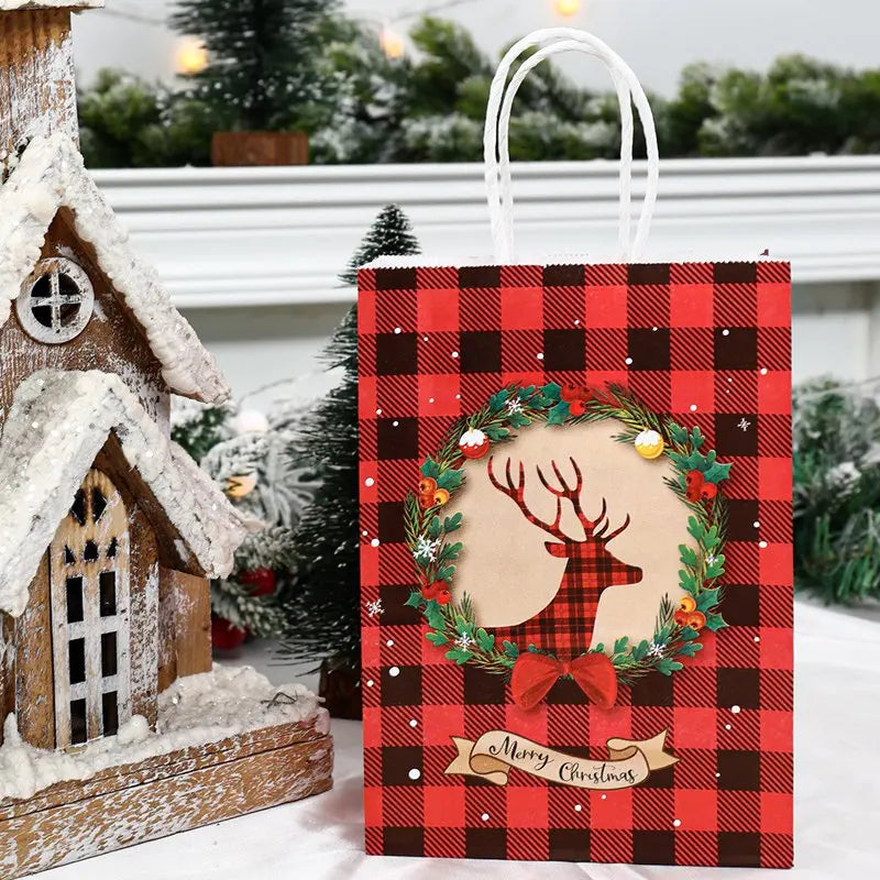 イベント・クリスマス装飾｜クリスマスクラフト紙ギフトバッグセット(4枚入)