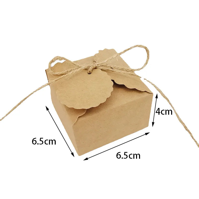 |イベント・ノベルティ用品 | 麻リボン付きクラフト紙ボックス | W6.5xH4xD6.5cm