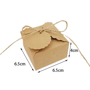 |イベント・ノベルティ用品 | 麻リボン付きクラフト紙ボックス | W6.5xH4xD6.5cm