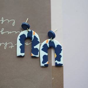 アールデコ風花柄ポリマークレイイヤリングセット