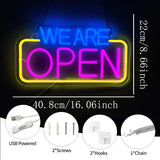 WE ARE OPEN　LEDネオンサイン（ネオン看板）　ブルー・ピンク