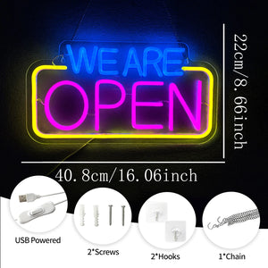 WE ARE OPEN　LEDネオンサイン（ネオン看板）　ブルー・ピンク