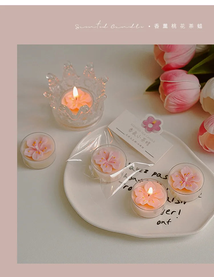 ピンクピーチブロッサム香りのティーライトキャンドル4個セット