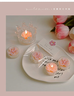 ピンクピーチブロッサム香りのティーライトキャンドル4個セット