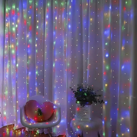 イベント・クリスマス装飾｜カーテンライトUSB接続 8モード (幅3M)