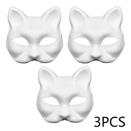 イベント装飾・ハロウィングッズ｜ペイントにぴったり！猫型お面(3/5pcs)