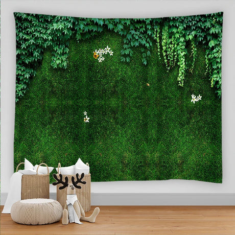 トロピカル植物草タペストリー花緑の植物壁掛け布ボヘミアンタペストリーアートホームデコレーションプリントカーペットヨガマット