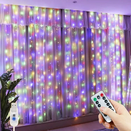 【イベント・クリスマス装飾】LEDカーテンライト USB接続(幅3M/6M)