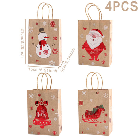 イベント・クリスマス装飾｜クリスマスクラフト紙ギフトバッグセット(4枚入)