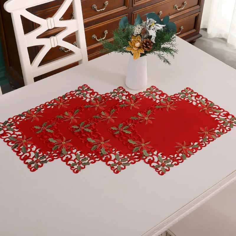 イベント・クリスマス装飾｜刺繍テーブルクロス 1/2/4/6枚セット