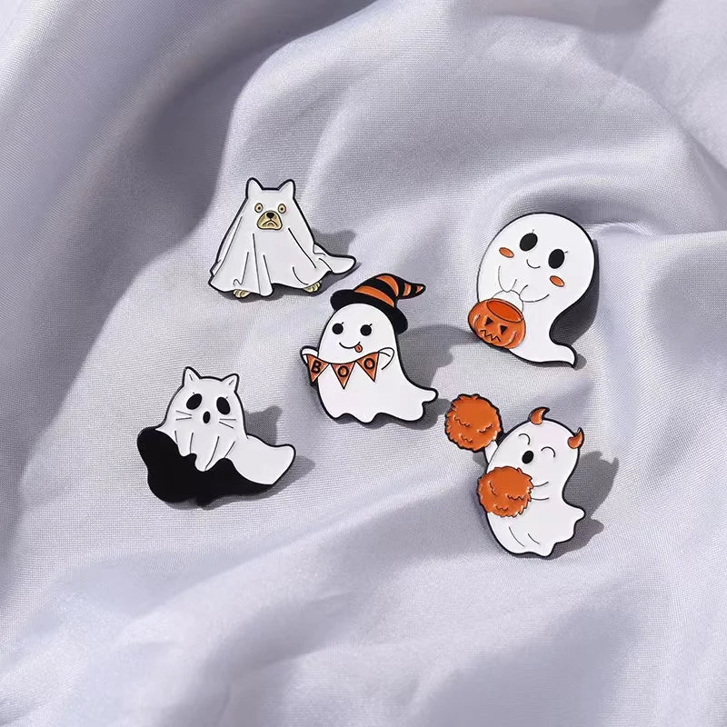 イベント・ハロウィングッズ｜カボチャゴーストエナメルブローチ