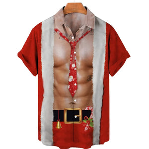 イベント・クリスマスグッズ｜ メンズ用 ユニーククリスマス柄プリントシャツ(XS～5XL)