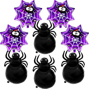 イベント・ハロウィン装飾｜スパイダーアルミホイルバルーンセット(8個)