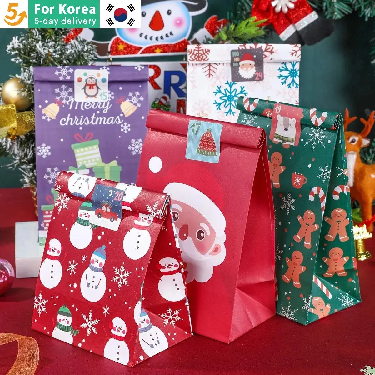 イベント・クリスマス装飾｜クリスマス柄ギフトバッグセット(8/12枚 )