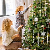 イベント・クリスマス装飾｜クリスタル雪の結晶型オーナメントセット(5/12/24個)