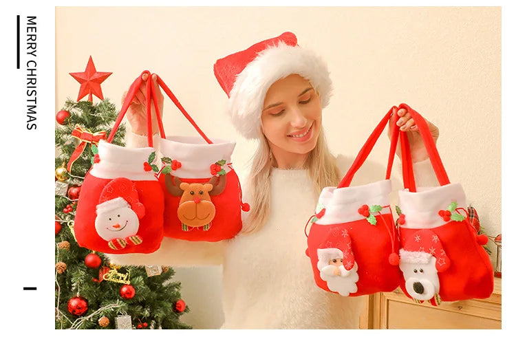 イベント・クリスマス装飾｜クリスマス巾着ギフトバッグセット(1/2/3/4個)