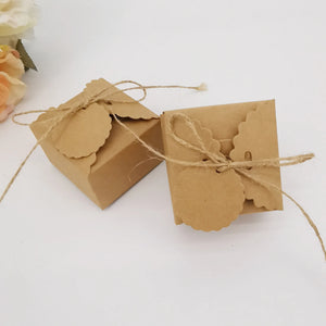 |イベント・ノベルティ用品 | 麻リボン付きクラフト紙ボックス | W6.5xH4xD6.5cm
