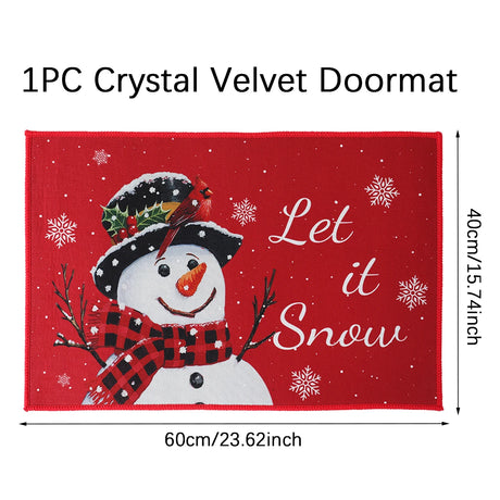 【インテリア用品】クリスマス柄プリント玄関マット