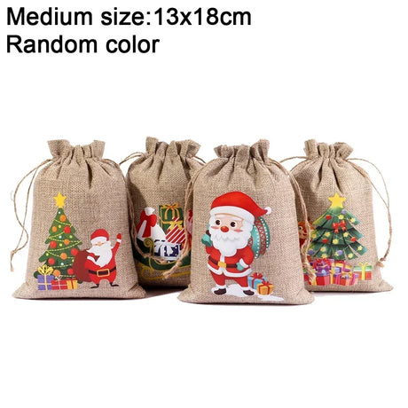 イベント・クリスマス装飾｜ ギフト用 リネン巾着袋バックセット(S/M/L)