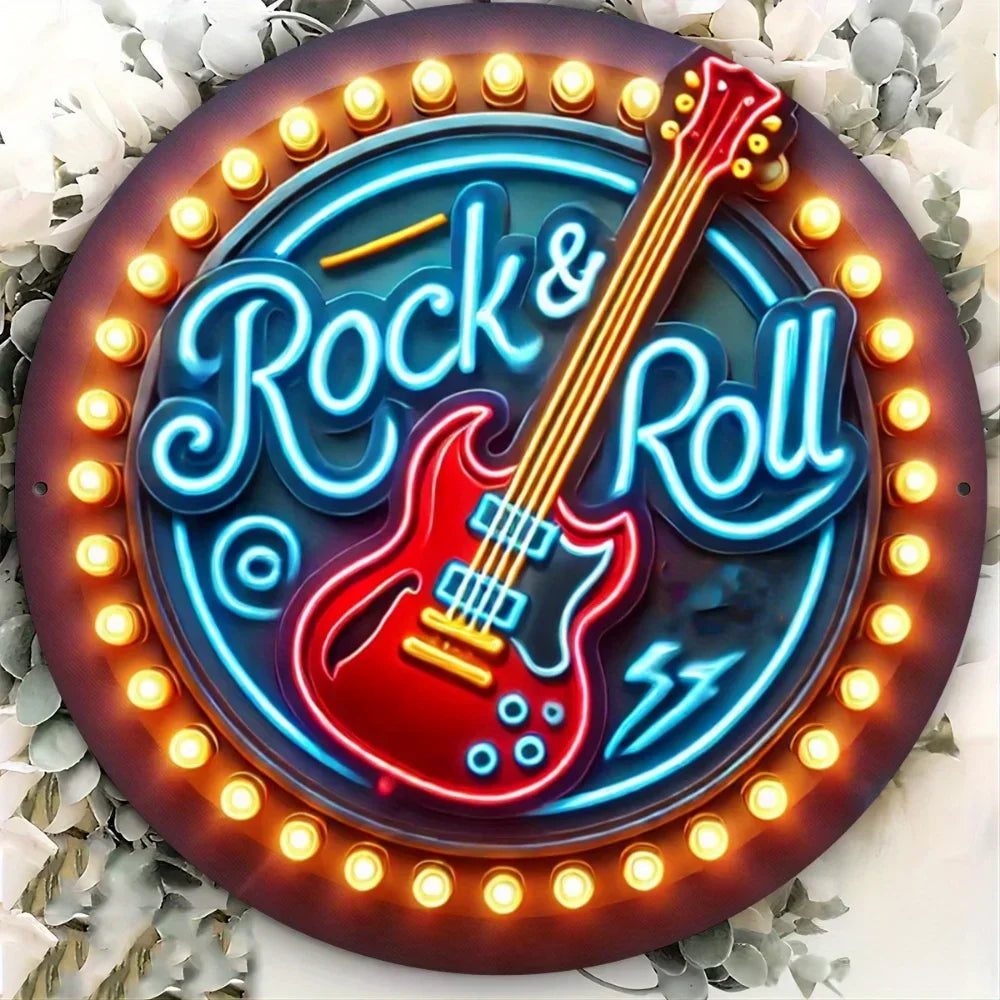 Rock & Roll メタルデザインLEDネオンサイン
