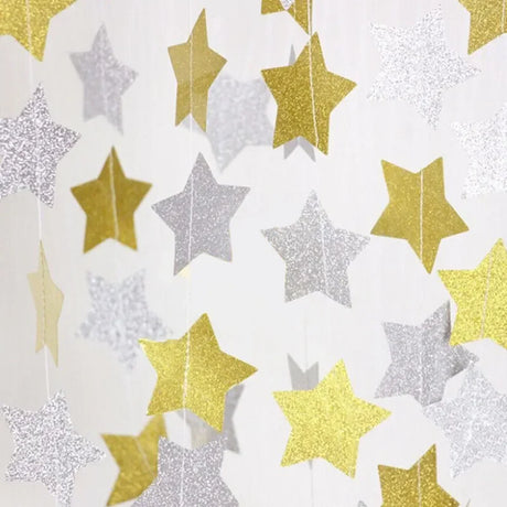 イベント・クリスマス装飾｜ゴールドシルバー グリッターペーパーガーランド 4m