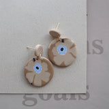 アールデコ風花柄ポリマークレイイヤリングセット