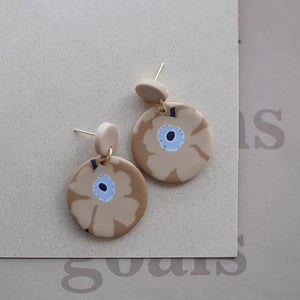 アールデコ風花柄ポリマークレイイヤリングセット