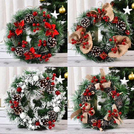 イベント・クリスマス装飾｜クリスマスリース 雪の結晶付きドア飾り