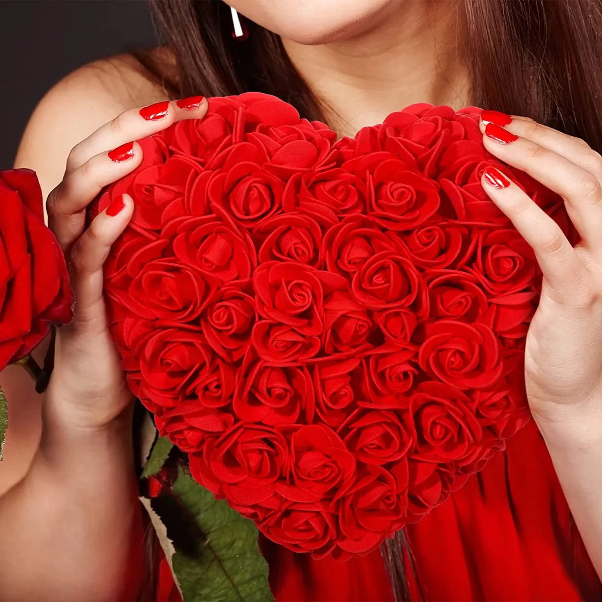 ハート型バラ造花 25cm ロマンチックデコレーション