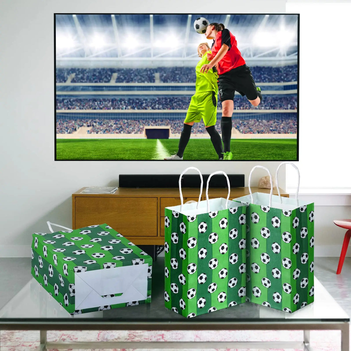 |ノベルティ用品 | サッカーボール柄ギフトバッグセット | W14.8×H21×D8.2c