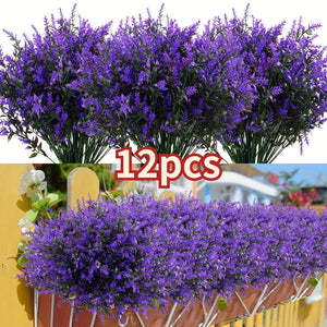 パーティー・ガーデン装飾｜屋外用 UV耐性 造花ラベンダー12本セット(35cm)