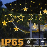 イベント・クリスマス装飾｜防水 ソーラー＆電池式LEDスタームーンライト(3.5M)