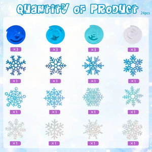 イベント・クリスマス装飾｜青銀雪結晶装飾24個セット