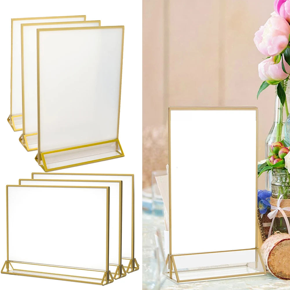 イベント・結婚式装飾｜ゴールドボーダーアクリルサインホルダー
