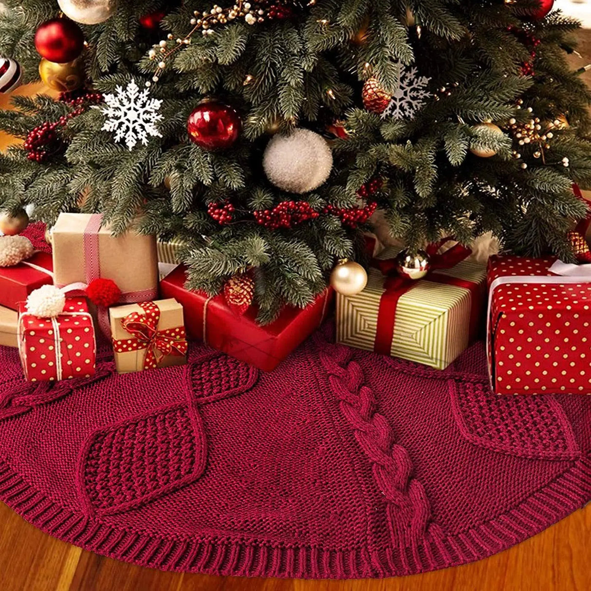 イベント・クリスマス装飾｜ニットストライプツリースカート