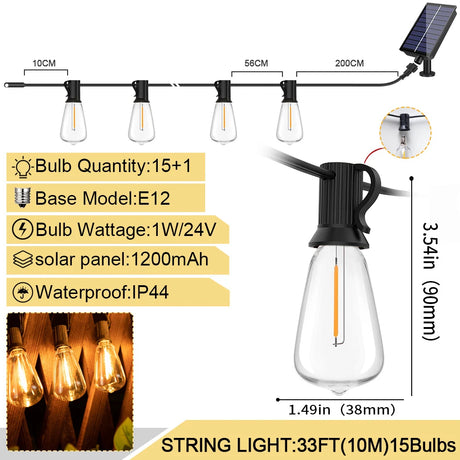 【屋外対応】ソーラーストリングライト ST38 LED
