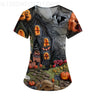 イベント・ハロウィングッズ｜ハロウィン総柄プリントVネックTシャツ（S～5XL）